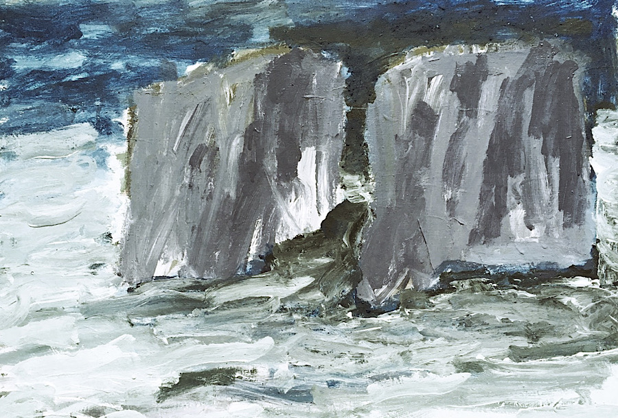 Kyst klipper brænding skum bølger vand havet Hans clausen Nordic contemporary art